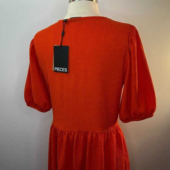 Pieces Women's Poinciana PCLUNA S/S V-Neck Short Dress  - Size XS - NWT $55 - Picture 3 of 5